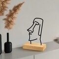 Decoratiune, Moai, 24x8x17 cm, Metal, Lemn/Negru