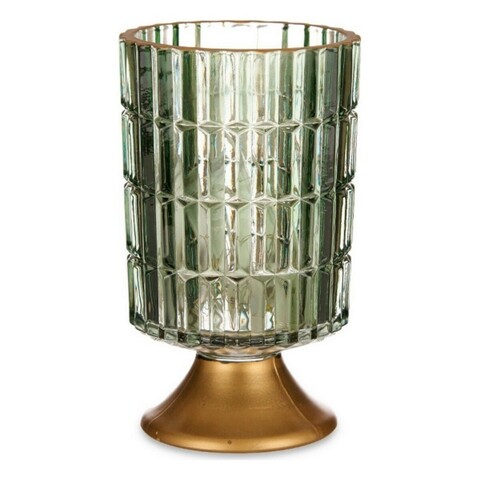Felinar cu 12 LED-uri, Gift Decor, cu baterii, 10.7 x 10.7 x 18 cm, sticla, verde Gift Decor