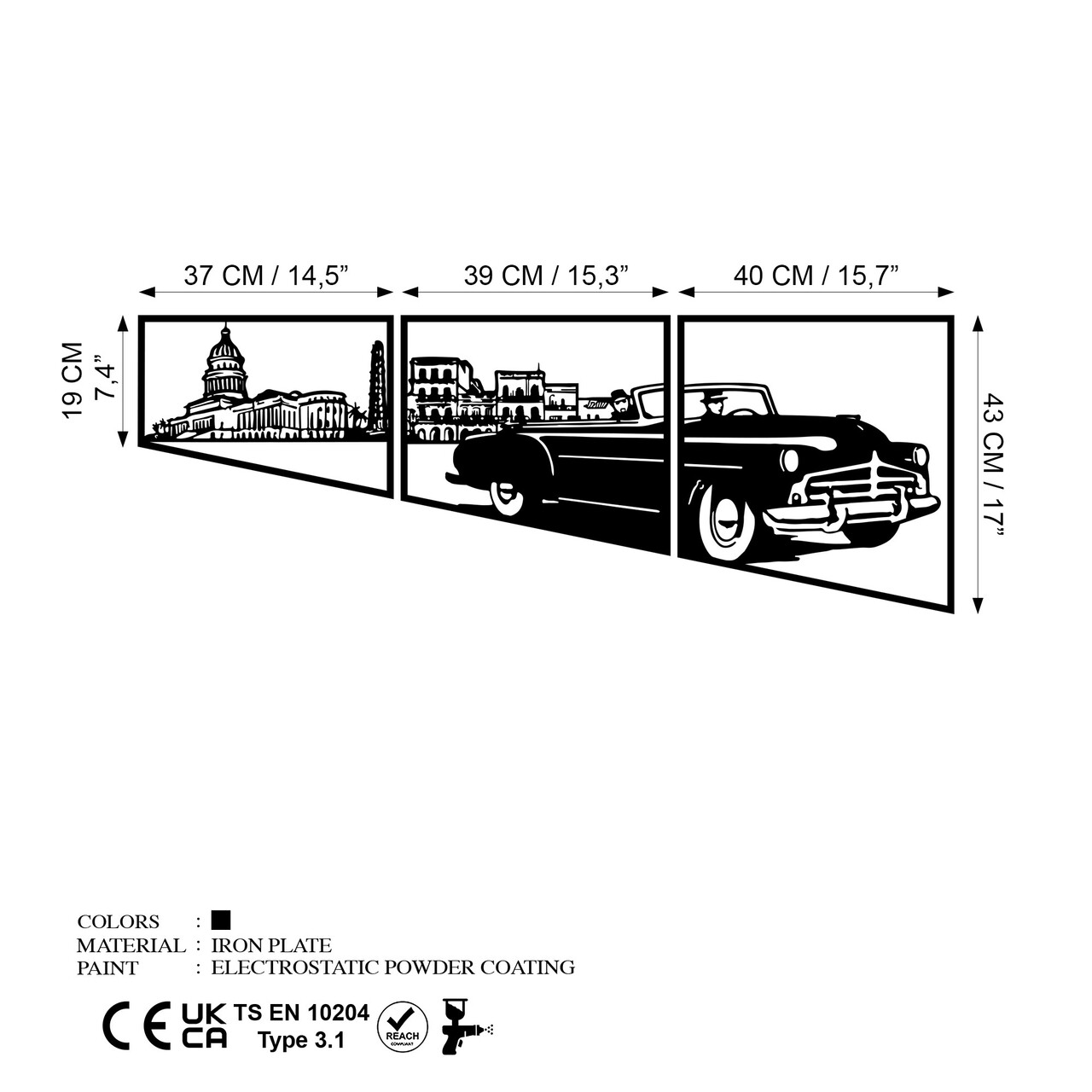 Decoratiune de perete, Oldies Trio B, Grosime: 1,5 mm, Negru - view 6