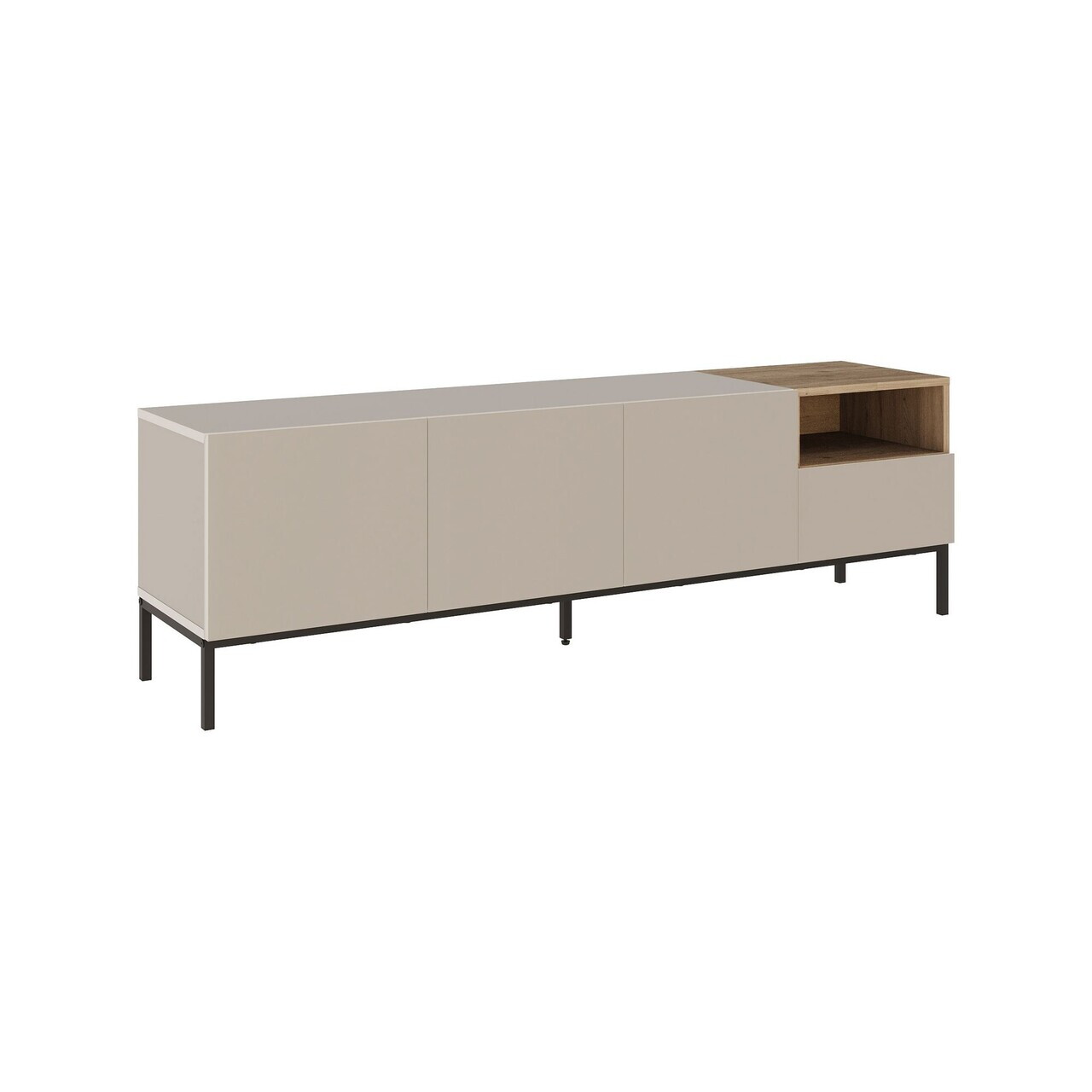 Comoda TV, Hanah Home, Cailin 180, 180x55x41.8 cm, PAL, Gresie / Stejar Sepet / Negru - 2
