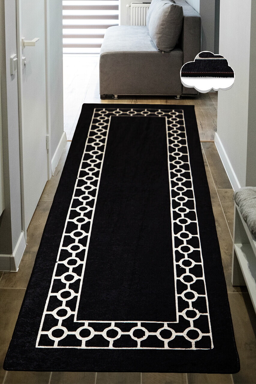 Covor, Bague, 100x140 cm, Alb/Negru