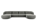 Coltar panoramic 5 locuri, Tulum, Cosmopolitan Design, 330x156x70 cm, catifea, gri deschis