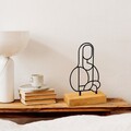 Decoratiune, Mona, 26x8x17 cm, Metal, Lemn/Negru