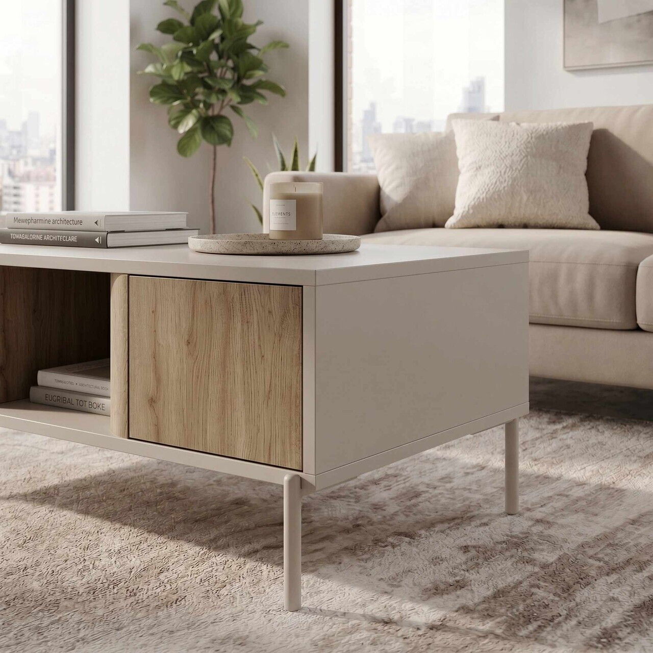 Masuta de cafea, Hanah Home, Ventro, 100x42x60 cm, Gresie — imaginea 5