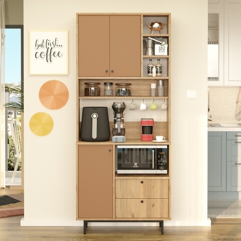 Dulap multifunctional, Locelso, RE6-SK, Stejar / Tigla Roșu