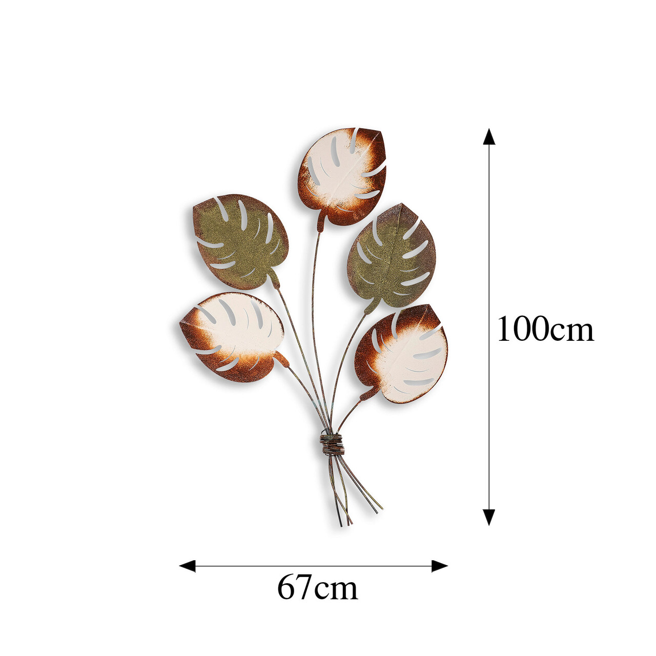 Decoratiune de perete, Monstera v2, Metal, Dimensiune: 67 x 100 cm, Multicolor