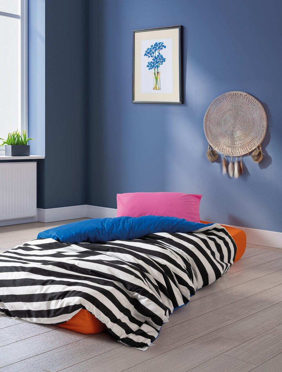 Lenjerie de pat pentru o persoana, Dusk - Blue, Cozy Home, Bumbac Ranforce