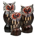 Set 3 decoratiuni, Owl, Creaciones Meng, lemn de arbore de matase