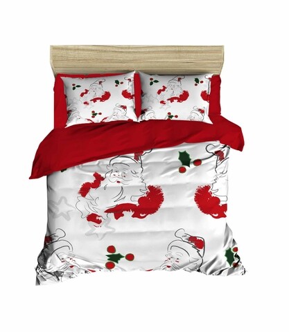 Poza Lenjerie de pat dubla Xmas-448 Pearl Home, 3 piese, amestec bumbac, multicolor