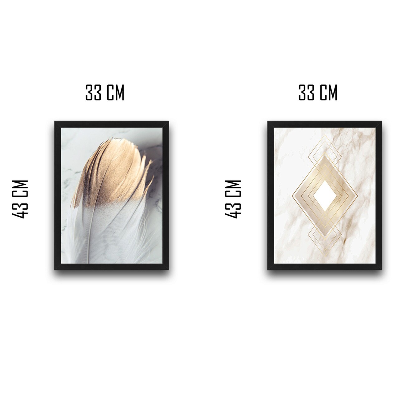 Set 2 tablouri decorative, Gold 1 Set, PAL, Hartie, Multicolor