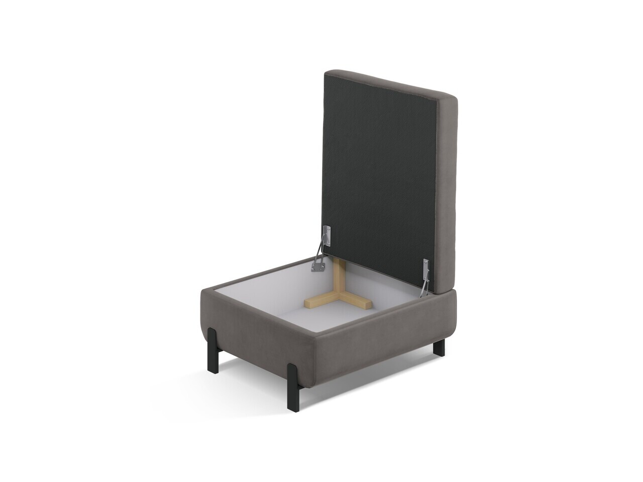 Taburet cu spatiu de depozitare, Gloria, Micadoni Home, 92x76x51 cm, catifea, gri — imaginea 3