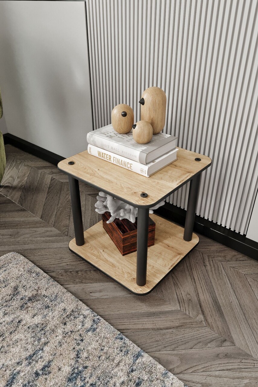 Masuta, Hanah Home, Bookcase 2-Tier Square, 34x38x34 cm, MDF , Stejar