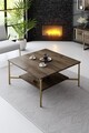 Masuta de cafea, Bexley, Gold Line, 80x80x40 cm, PAL, Nuc / Negru