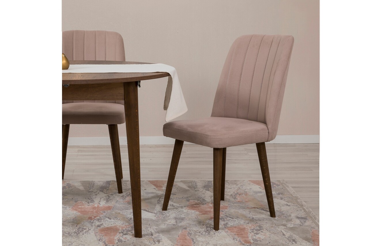 Set masa extensibila si scaune, Hanah Home, Vina 0900, Nuc / Piatra - imagine 4