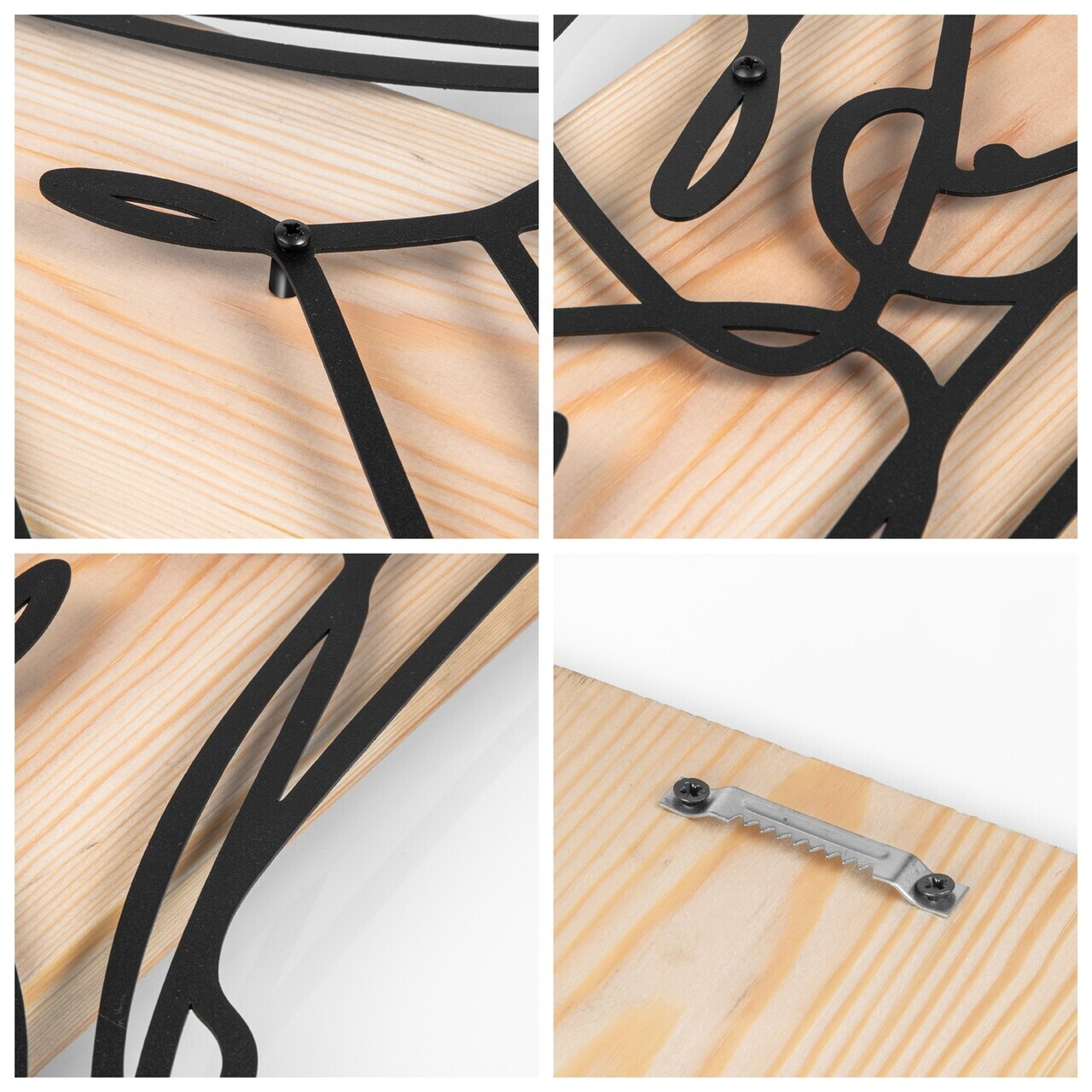 Decoratiune de perete, Muse, Cadru: Lemn (Grosime: 2 cm), Natural/Negru — imaginea 6