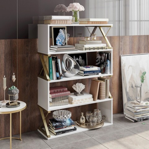 Corp biblioteca, decorotika, termas, 90x127x29.6 cm, aur alb