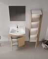 Set Dulap de Baie cu Chiuvetă și Oglindă (2 Piese), Hanah Home, Purus 65, Stejar