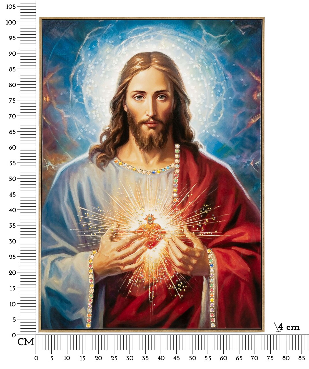 Tablou decorativ Jesus, Mauro Ferretti, 72x102 cm, lemn de pin/canvas pictat si lacuit, multicolor - 1 | YEO