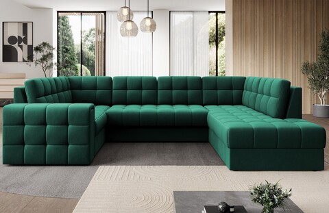 Coltar extensibil dreapta 5 locuri ELTAP, RT-35LU, Blewett, 299x198x82 cm, lemn/poliester, verde inchis