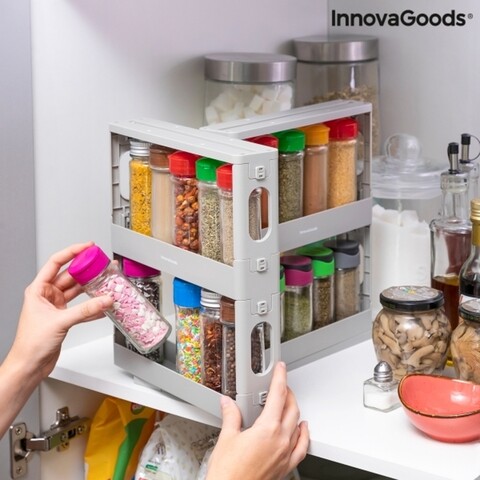 Organizator de condimente glisant si pivotant, Rispick InnovaGoods, 10x28x28.5-45 cm InnovaGoods