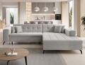Coltar extensibil dreapta 4 locuri ELTAP, Sol-28, Solange, 292x196x84 cm, lemn/poliester, gri deschis