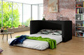 Canapea extensibila 2 locuri, ELTAP, Neva, 132x70x62 cm, lemn/poliester, negru/gri
