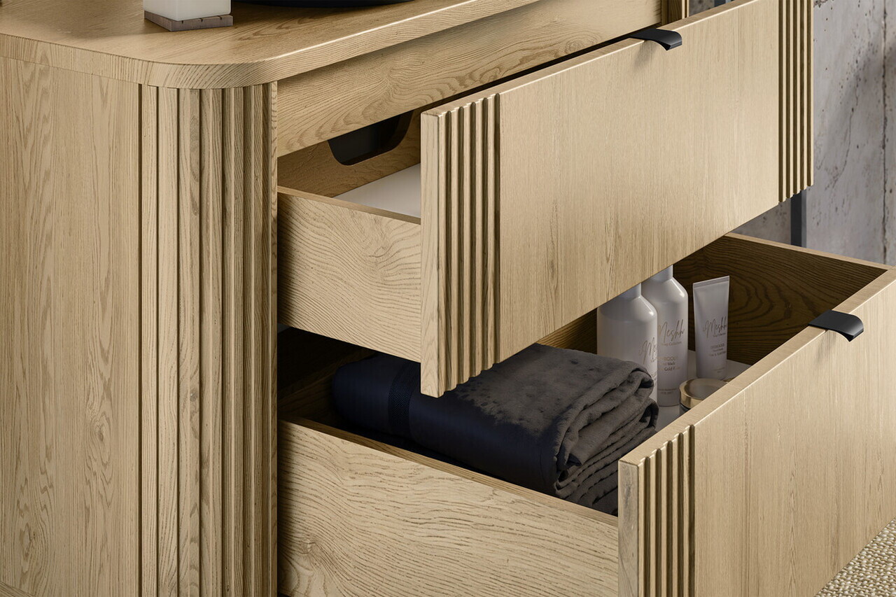 Set mobilier baie, Ovalia Cremona 120 cm, dulap inalt si masca lavoar, Comad, MDF/PAL, stejar - view 8
