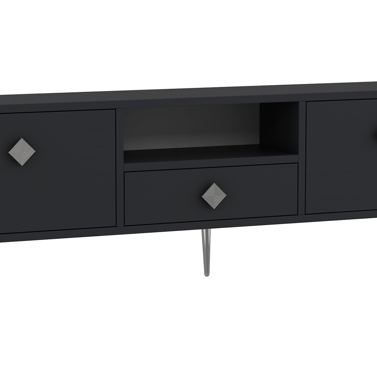 Comoda TV, Hanah Home, 1308-DROP-1, 140x45x30 cm, PAL , Antracit / Argintiu - view 6