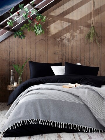 Cuvertura dubla, EnLora Home, Anna Yatak Ortusu Anthracite, 100% bumbac, 220×240 cm, antracit/alb EnLora Home