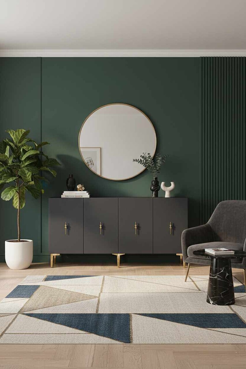 Consola, Hanah Home, Ayshe 150, 150x75x32 cm, Antracit / Aur — imaginea 3