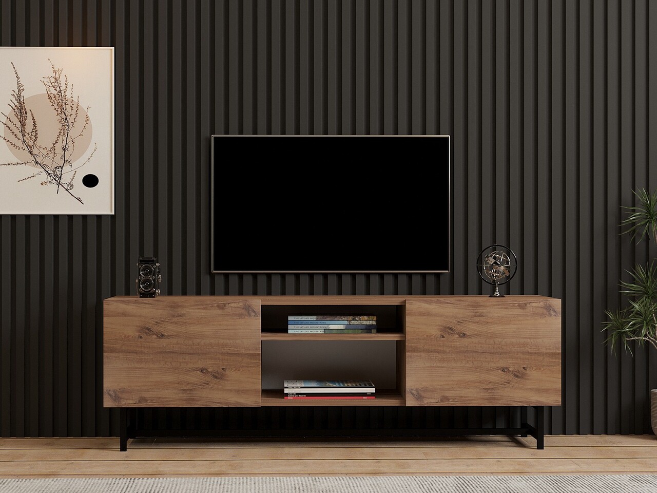 Comoda TV, Puqa Design, Tugi, 150x50x40 cm, PAL, Maro - 1 | YEO
