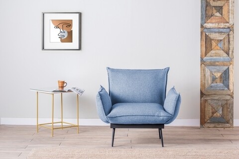 Fotoliu aspen solo, futon, 95x80x85 cm, metal, albastru grizzled