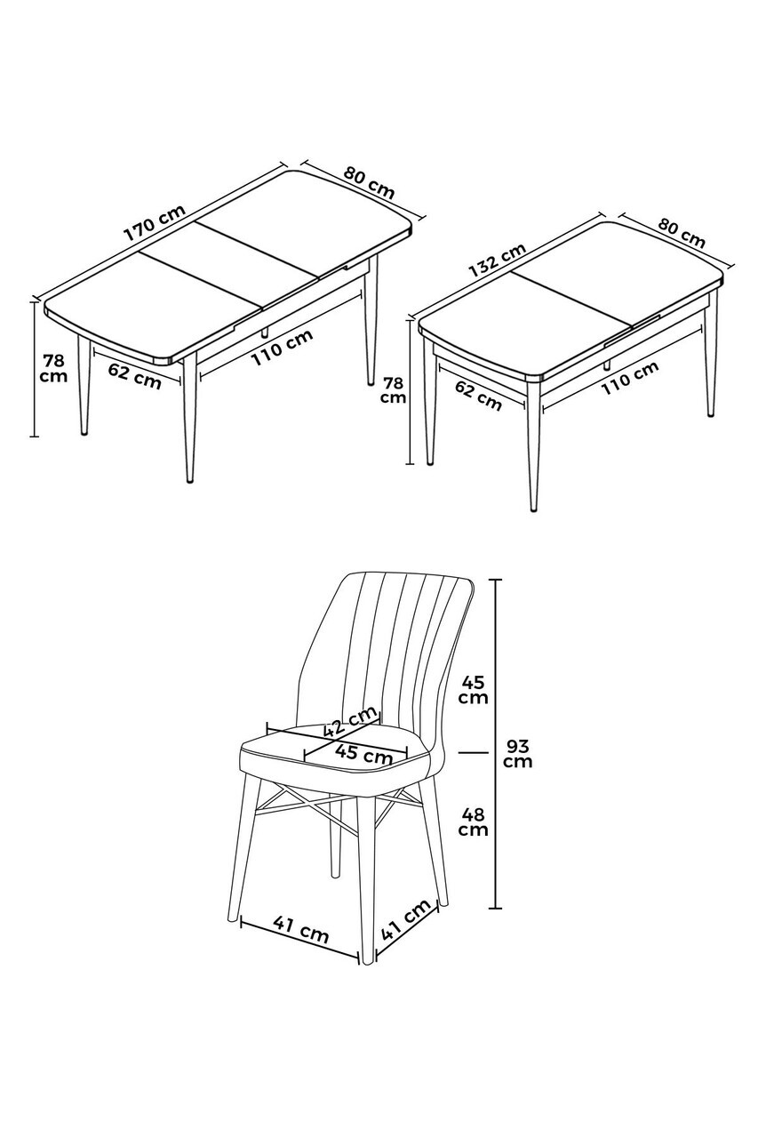 Set masa extensibila si scaune (5 piese), Hanah Home, Eva, Alb/Muștar — imaginea 3