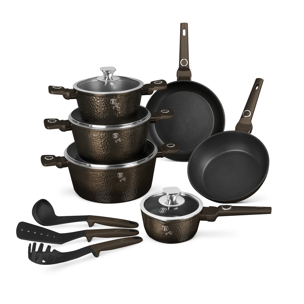 Set pentru gatit Berlinger Haus, Primal Gloss, 15 piese, aluminiu forjat, negru - imagine 4