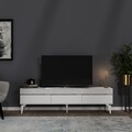 Set mobilier living, Olivia, Defne, PAL , Alb / Argintiu