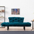 Canapea extensibila 2 locuri PWF-0018, Pakoworld, 155x73x85 cm, metal/textil, albastru petrol