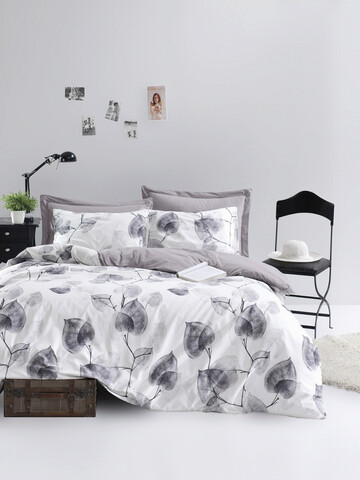 Lenjerie de pat dubla, colin - grey, enlora home, bumbac ranforce