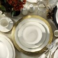 Serviciu de masa, 83 piese, Kutahya Porselen, BNILY83YT20, portelan, alb/auriu
