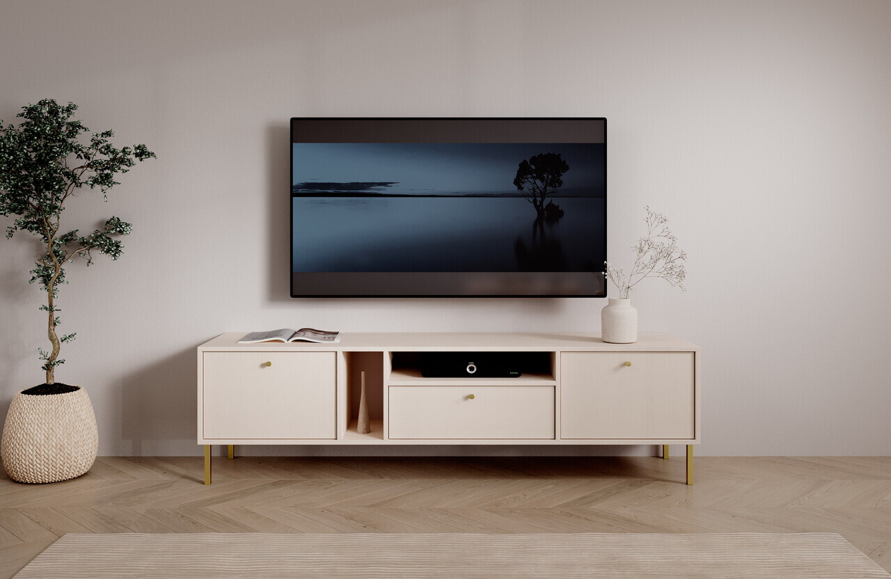 Comoda TV ADRK, Tili 2D 1S, 180x40.8x50 cm, PAL laminat, bej