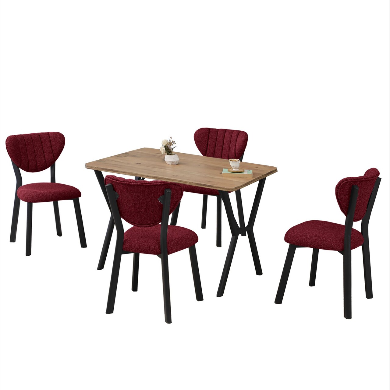 Set masa extensibila si scaune, Hanah Home, Elma, Burgundia / Nuc - view 4