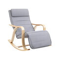 Scaun balansoar reglabil in 5 pozitii, Songmics, 67x125x91 cm, max 150 kg, lemn de mesteacan/bumbac, gri deschis
