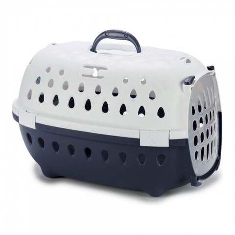 Transportor pentru animale de companie, stefanplast, 50 x 34 x 34 cm, plastic, bleumarin/gri