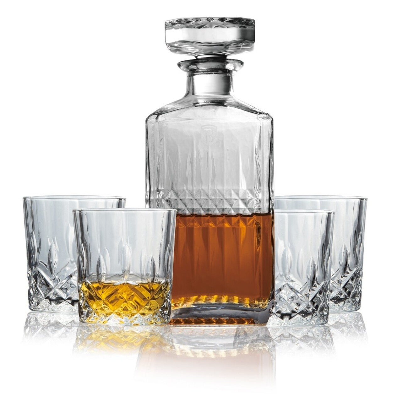 Set 4 pahare si sticla pentru whisky Berlinger Haus, Whisky, 750ml / 220 ml, sticla, transparent - imagine 2