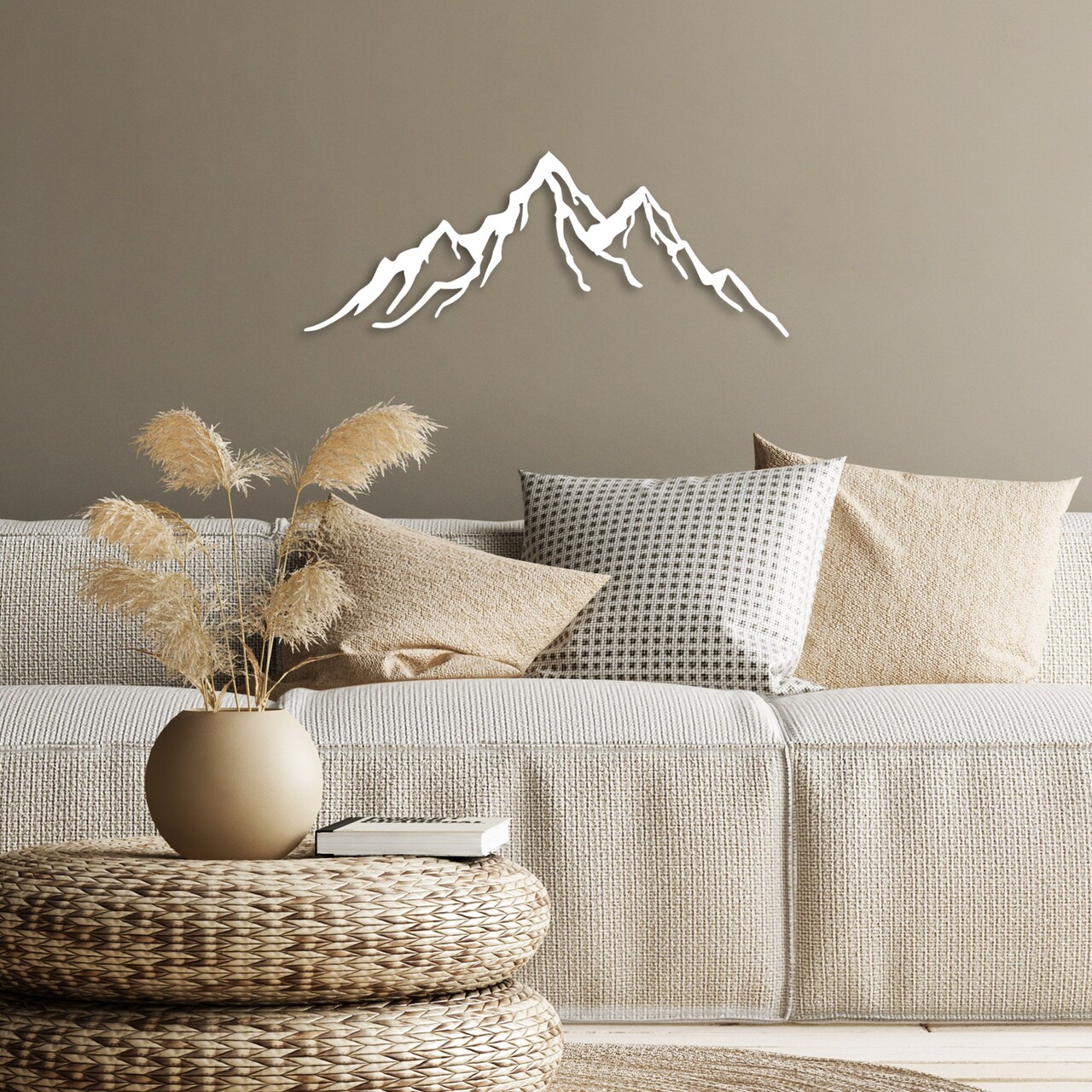 Decoratiune de perete, Mountain, Dimensiune: 52 x 20 cm, Alb - view 2