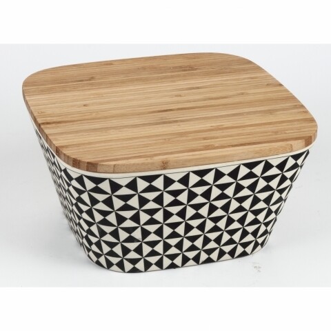 Cutie de depozitare Bamboo, Jocca, 11.5 x 22.5 x 22.5 cm, bambus, alb/negru/natur