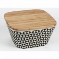 Cutie de depozitare Bamboo, Jocca, 11.5 x 22.5 x 22.5 cm, bambus, alb/negru/natur