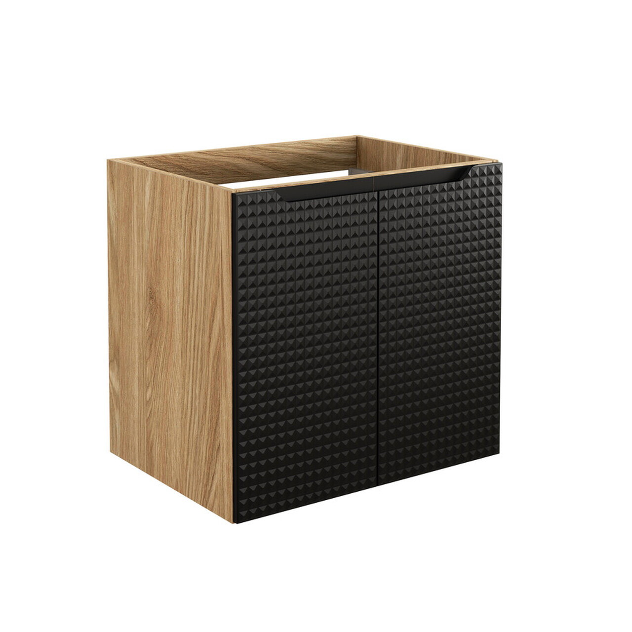 Set mobilier baie, dulap dublu cu lavoar, 90 cm, Luxor Black, Comad, MDF/PAL laminat, negru mat/stejar — imaginea 5