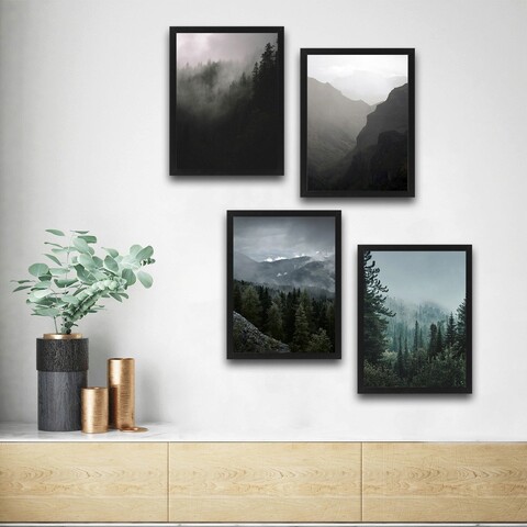 Set 4 tablouri decorative, The Forest Set, PAL, Hartie, Multicolor Bystag