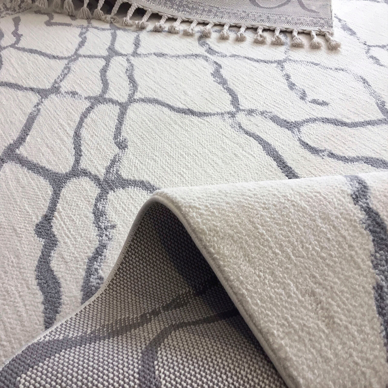 Covor, 1458A, 200x290 cm, Poliester, Alb / Gri deschis - 2 | YEO