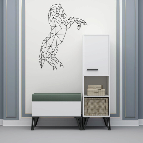 Dulap multifunctional, Olivia, November Chest, 72×53.4×35 cm, PAL, Alb/Verde mezoni.ro